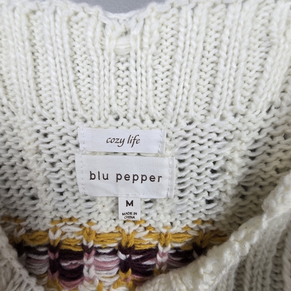 BLU PEPPER COZY LIFE Knit Sweater Cropped Tank Top Cream Multicolor Women Size M - Picture 7 of 9